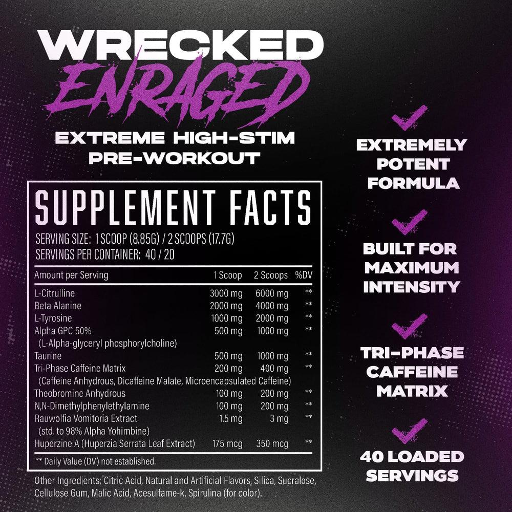 Huge Supplements Wrecked Enraged scoop demonstrating precise powder dosing.