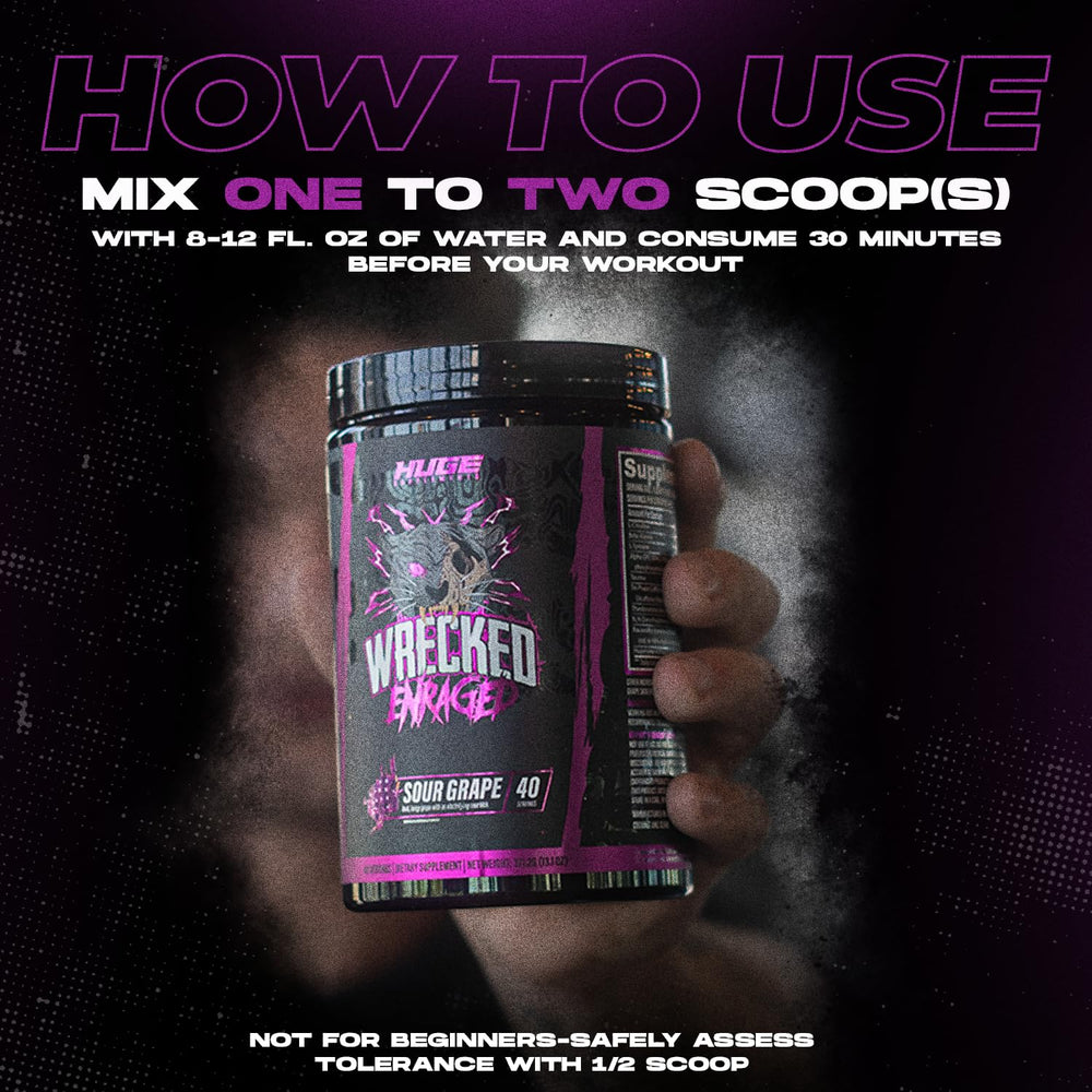 Huge Supplements Wrecked Enraged workout scene with focused lifter.