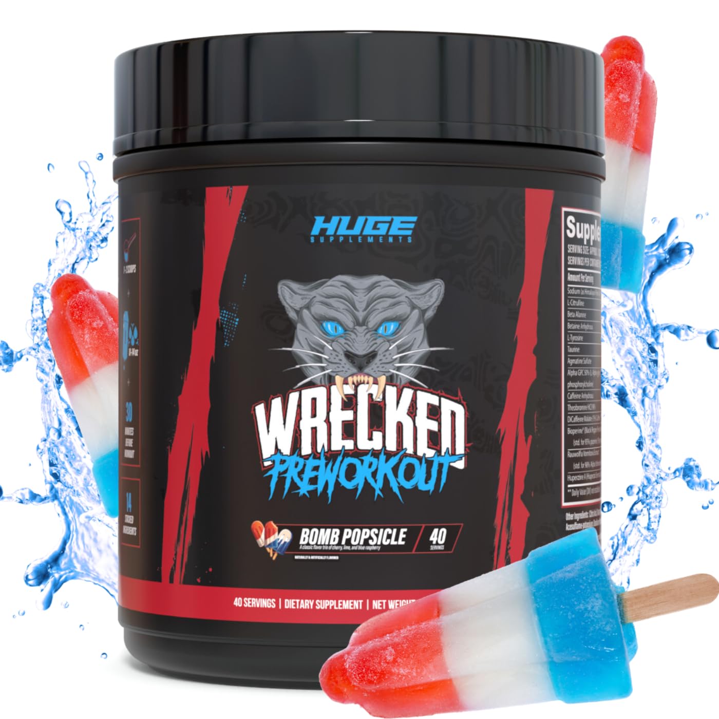 Huge Supplements Wrecked pre-workout in action during workout suggests pumps and focus potential