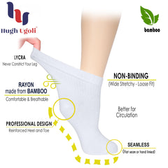 Hugh Ugoli bamboo socks showing seamless-toe design for sensitive feet.