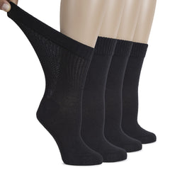 Hugh Ugoli black diabetic crew socks four-pack with breathable cotton comfort