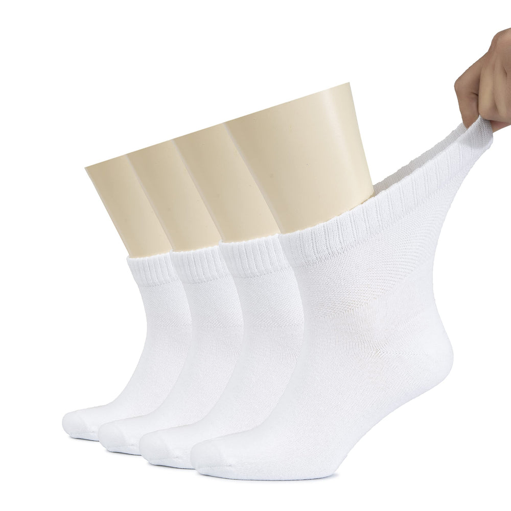 Hugh Ugoli diabetic socks pack four white pairs for everyday comfort.