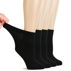 Hugh Ugoli diabetic socks for women ankle black, four-pairs pack, comfortable everyday wear