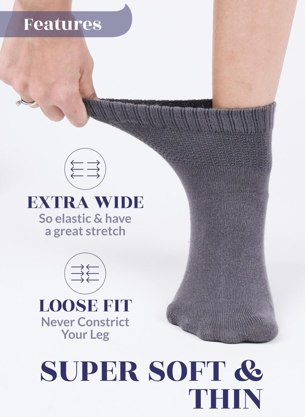 Hugh Ugoli diabetic socks highlight non-binding top for improved circulation and relaxed wear