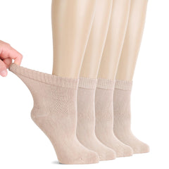 Hugh Ugoli women's diabetic socks in light beige ankle pack for everyday breathable comfort.