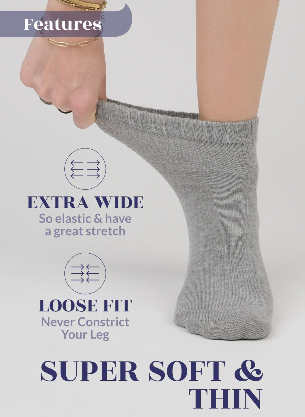 Seamless toe reduces irritation for sensitive feet and longer wear.