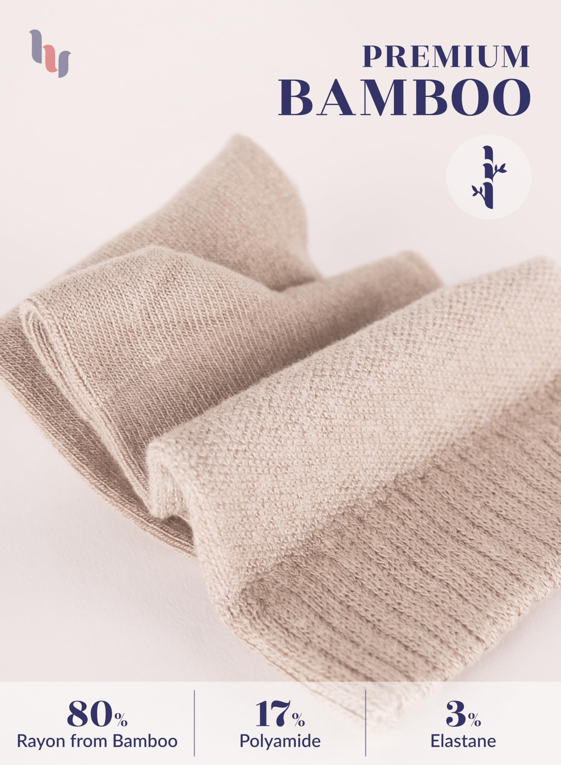 Hugh Ugoli non-binding top closeup on light beige sock, comfortable wear.