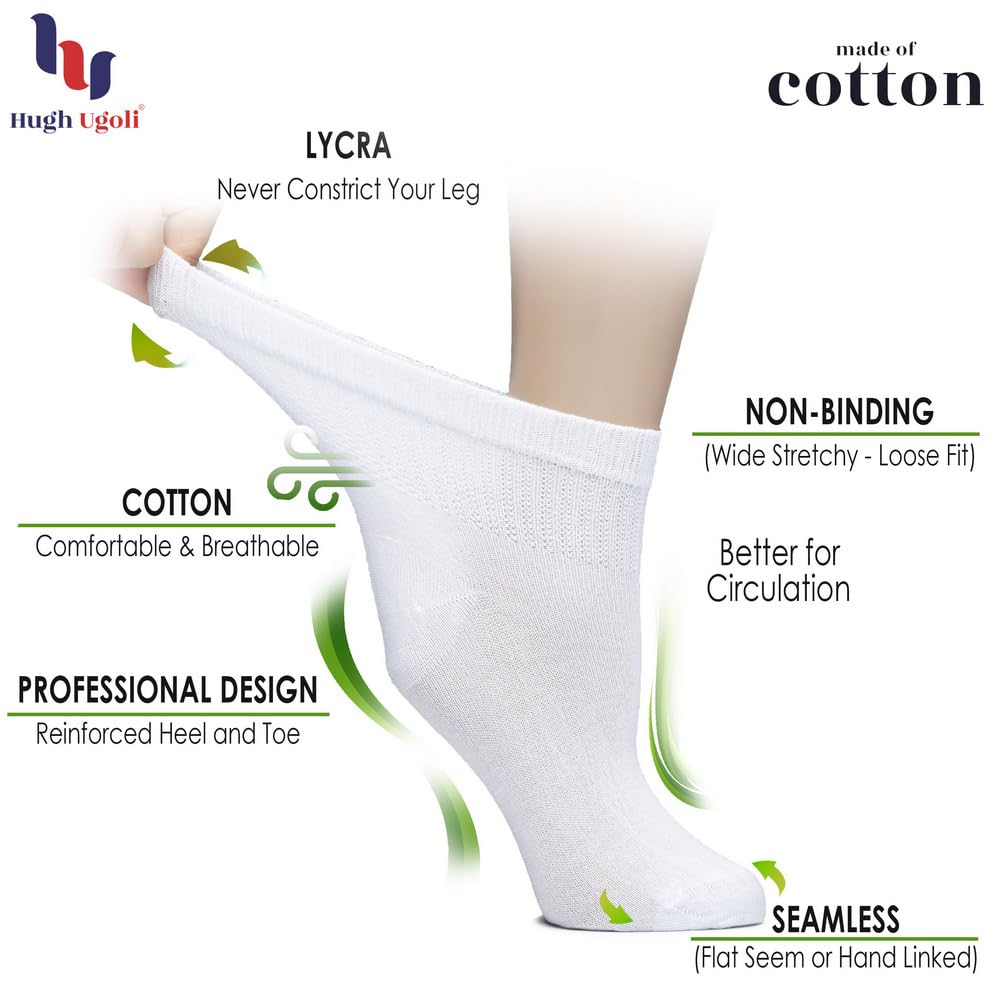 Hugh Ugoli extra-wide cotton socks ideal for edema and sensitive feet