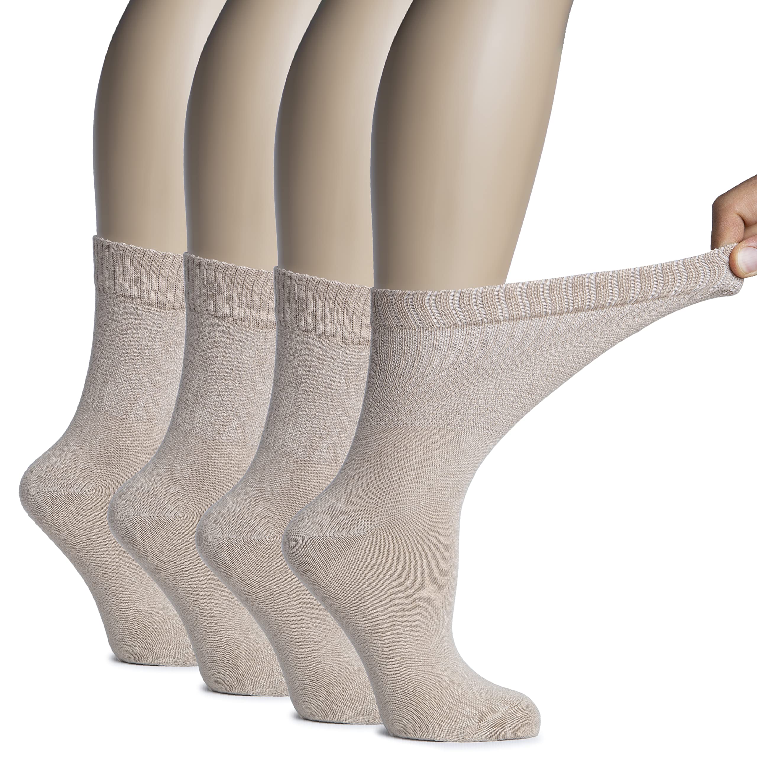 Hugh Ugoli rayon crew socks in light beige with a soft-touch finish for all-day comfort