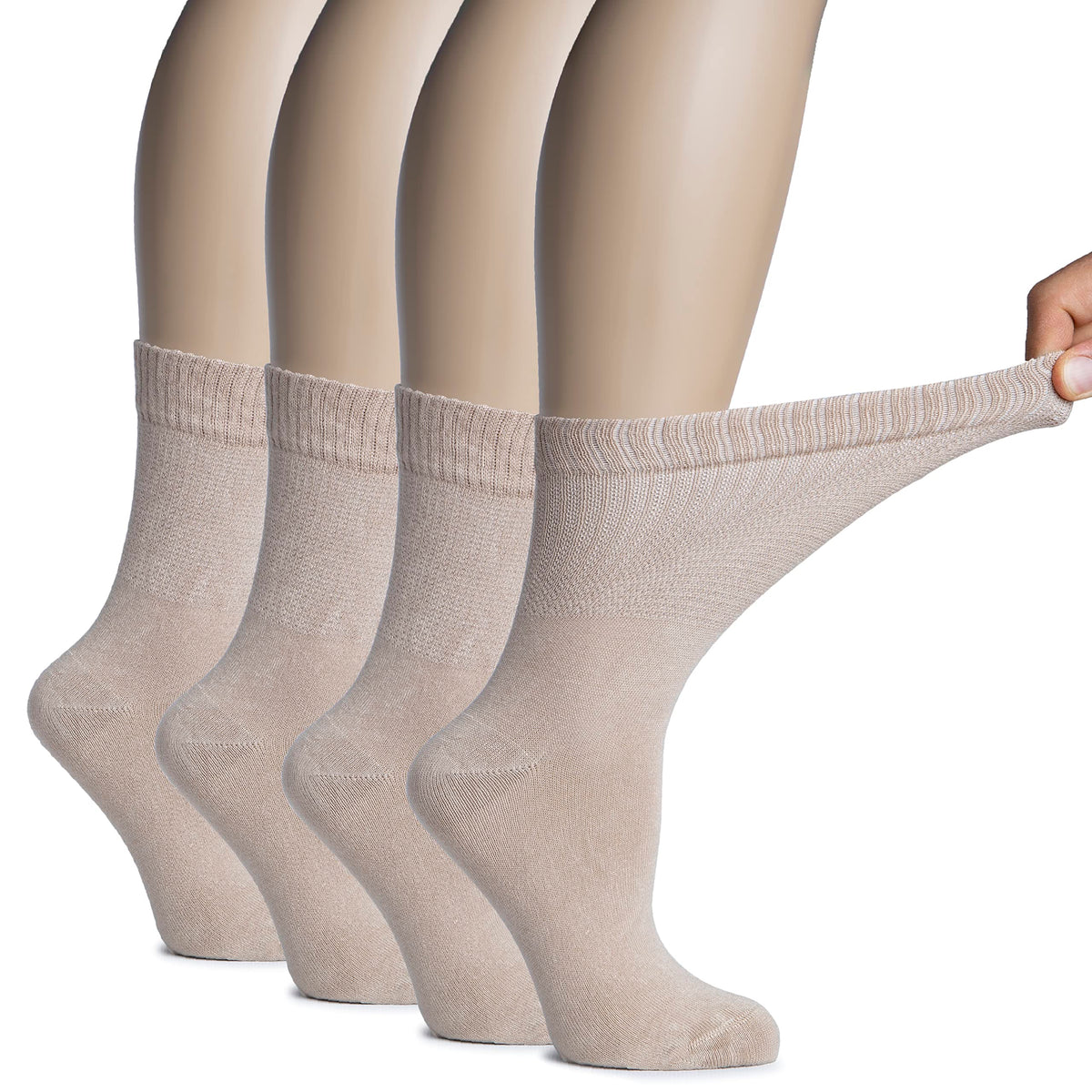 Hugh Ugoli rayon crew socks in light beige with a soft-touch finish for all-day comfort