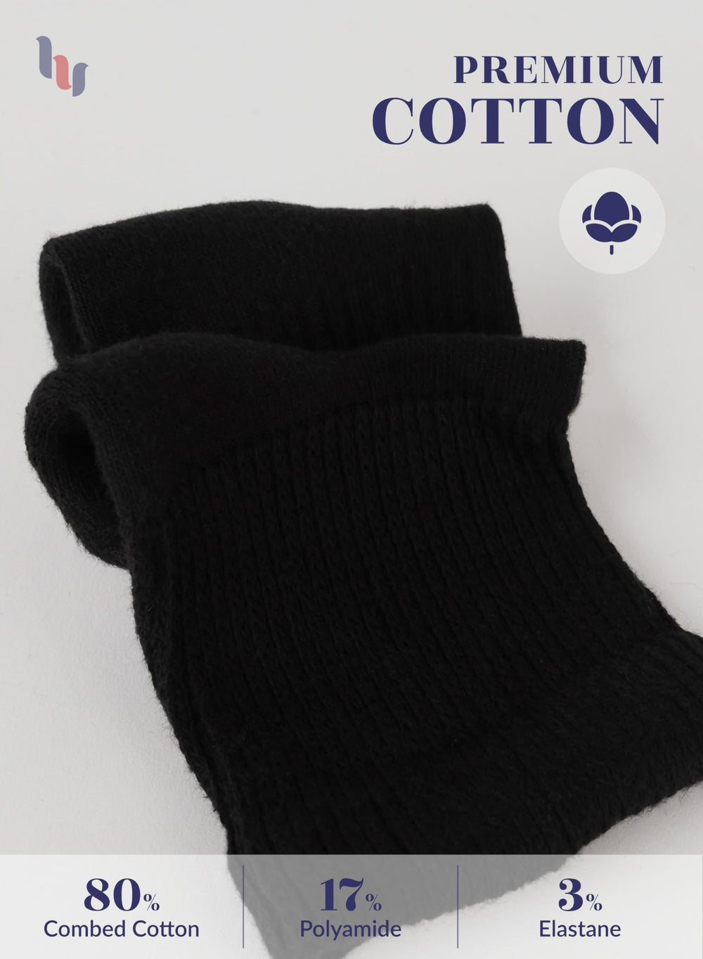 Hugh Ugoli diabetic ankle socks with reinforced heel and toe cushioning.