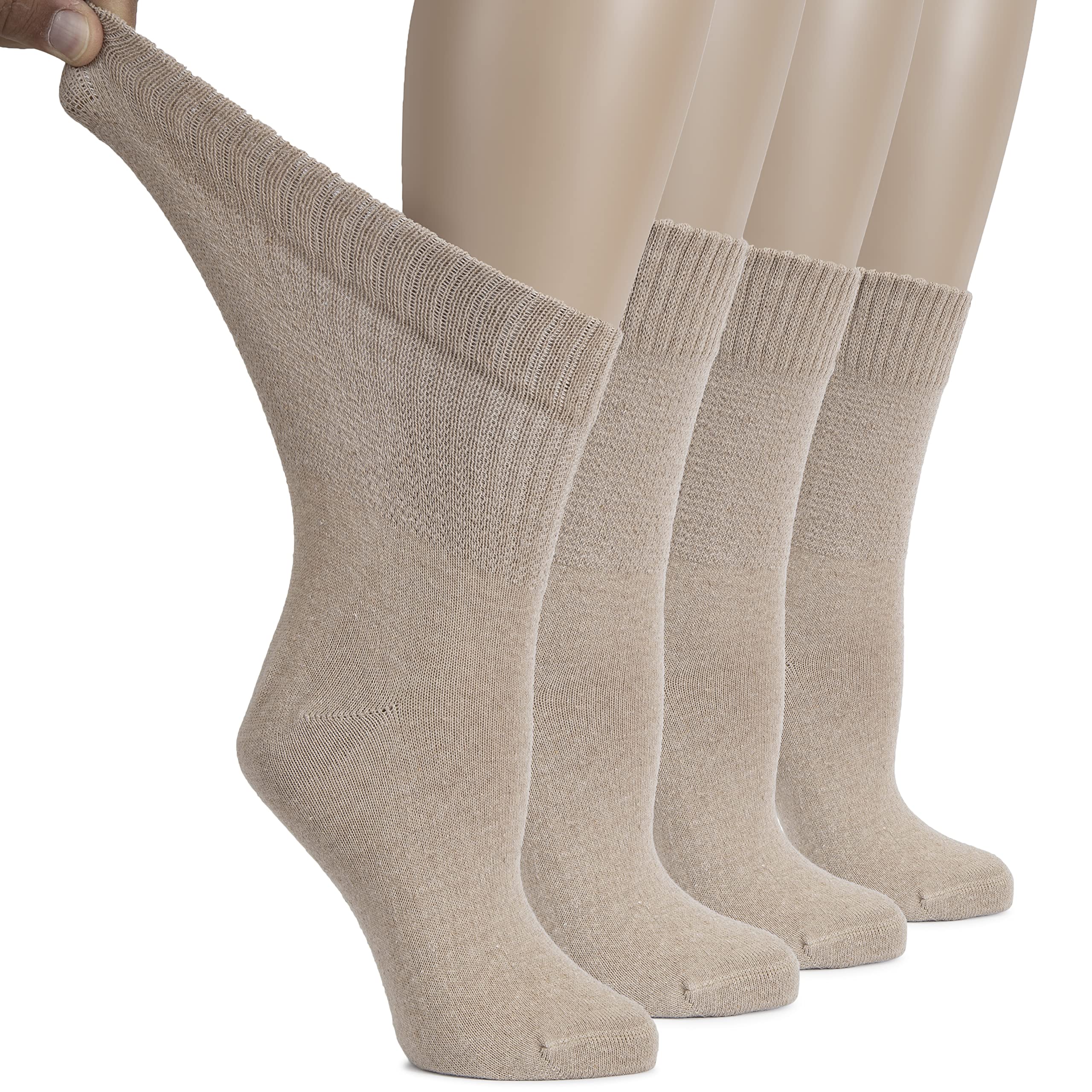 Hugh Ugoli women's diabetic crew socks front view, soft cotton comfort