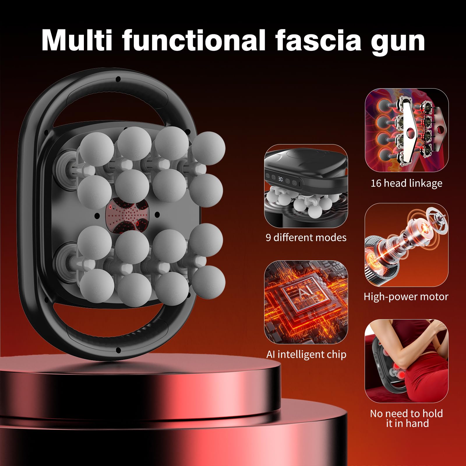 HuixinLine close-up of all 16 heads for versatile full-body massage