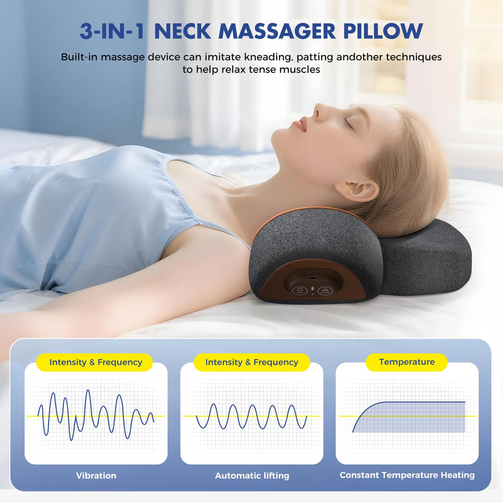 Corded USB-C power port on HuixinLine neck massager pillow for safe plug-in use.
