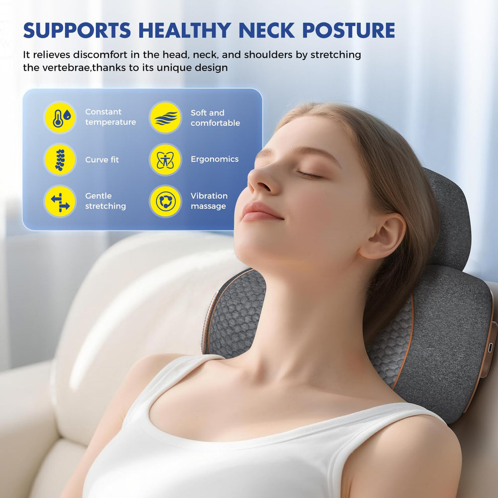 HuixinLine neck massager pillow side angle highlighting ergonomic support for the neck.