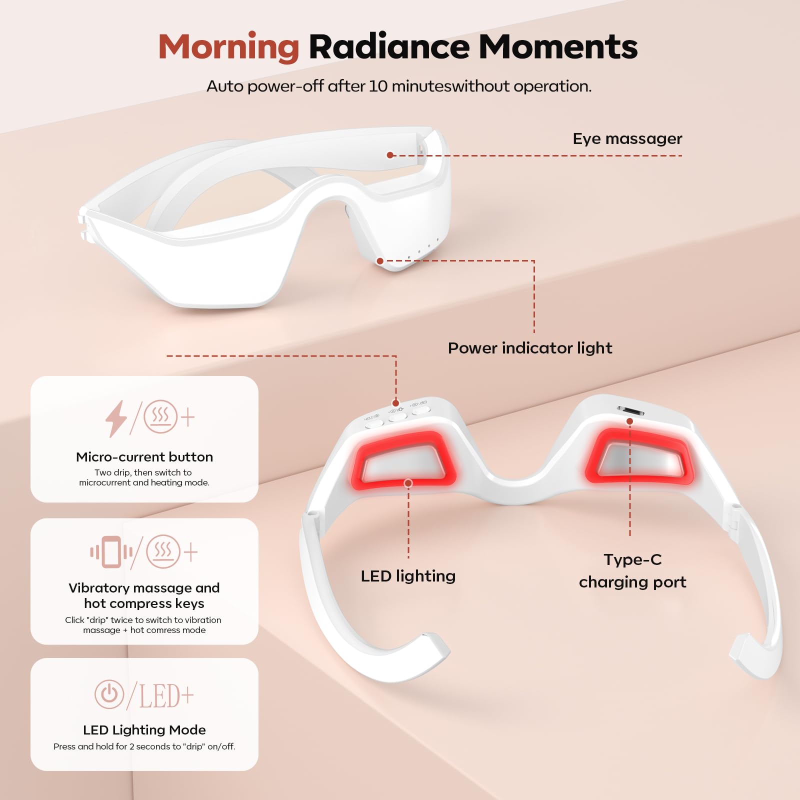 HuixinLine portable 5-in-1 eye massager for travel and use
