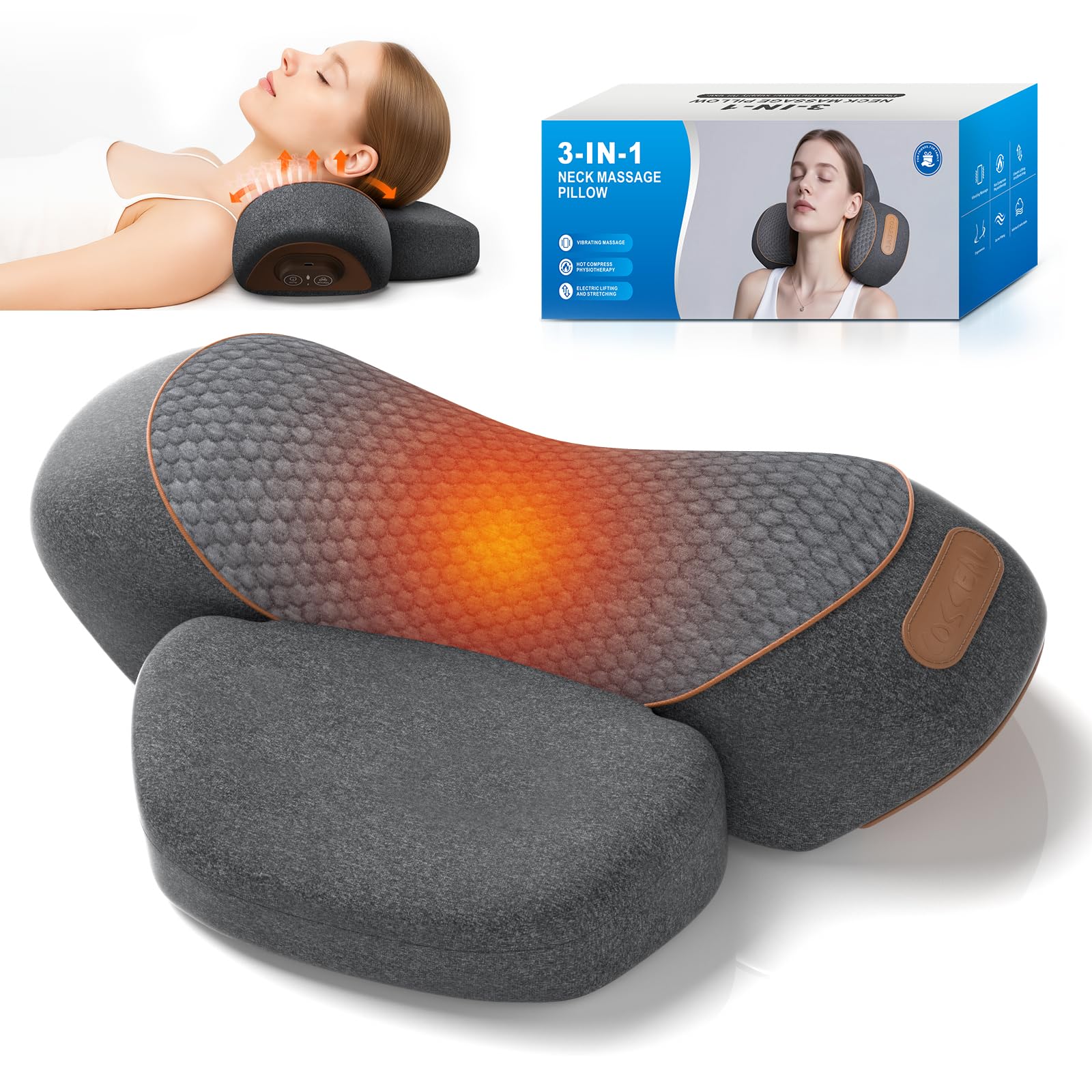 HuixinLine neck massager pillow with heat delivers soothing neck comfort.