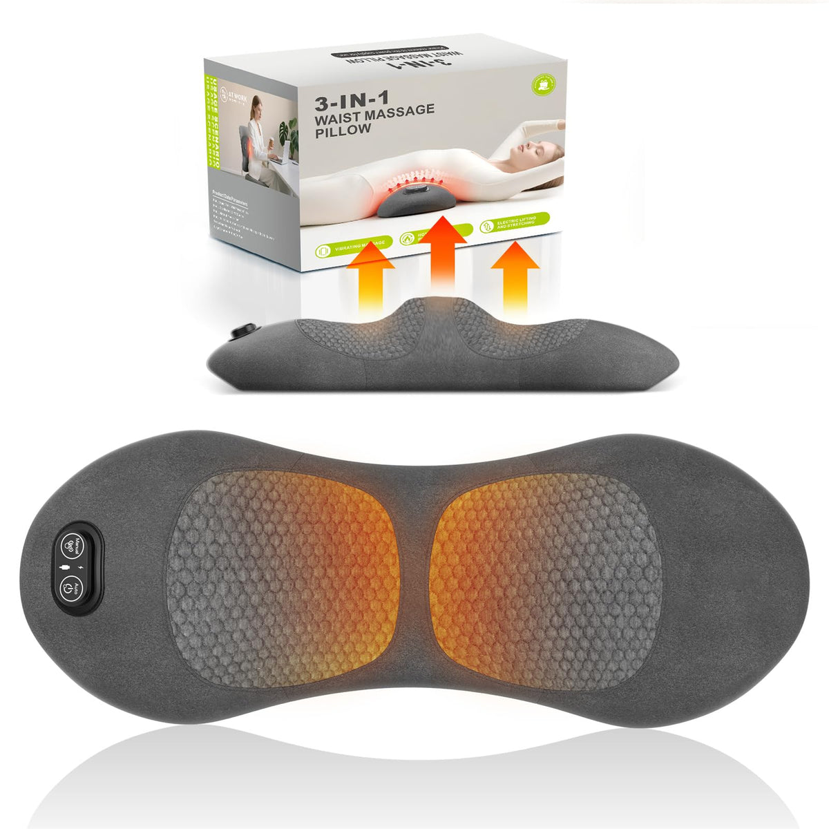 HuixinLine Smooth Triple Fusion lumbar pillow with heat for warm back relief