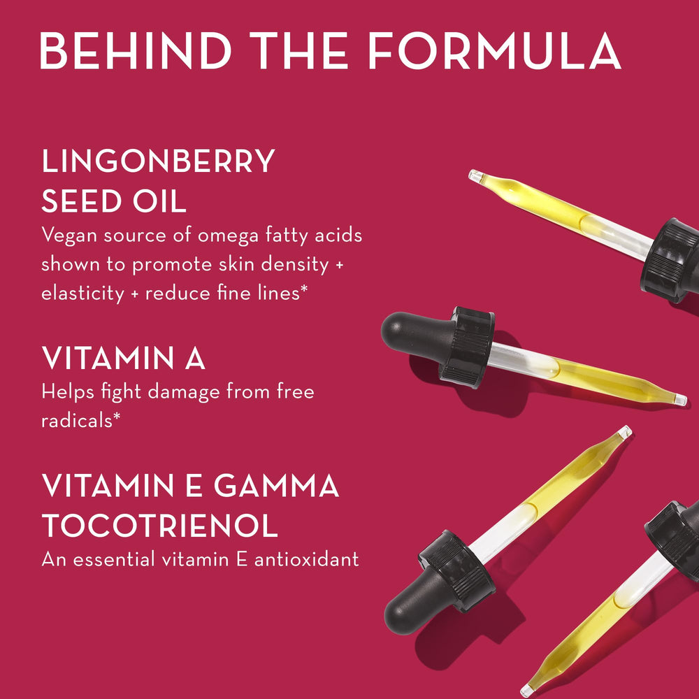 HUM Arctic Repair lingonberry seed oil detail highlights natural omega blend.