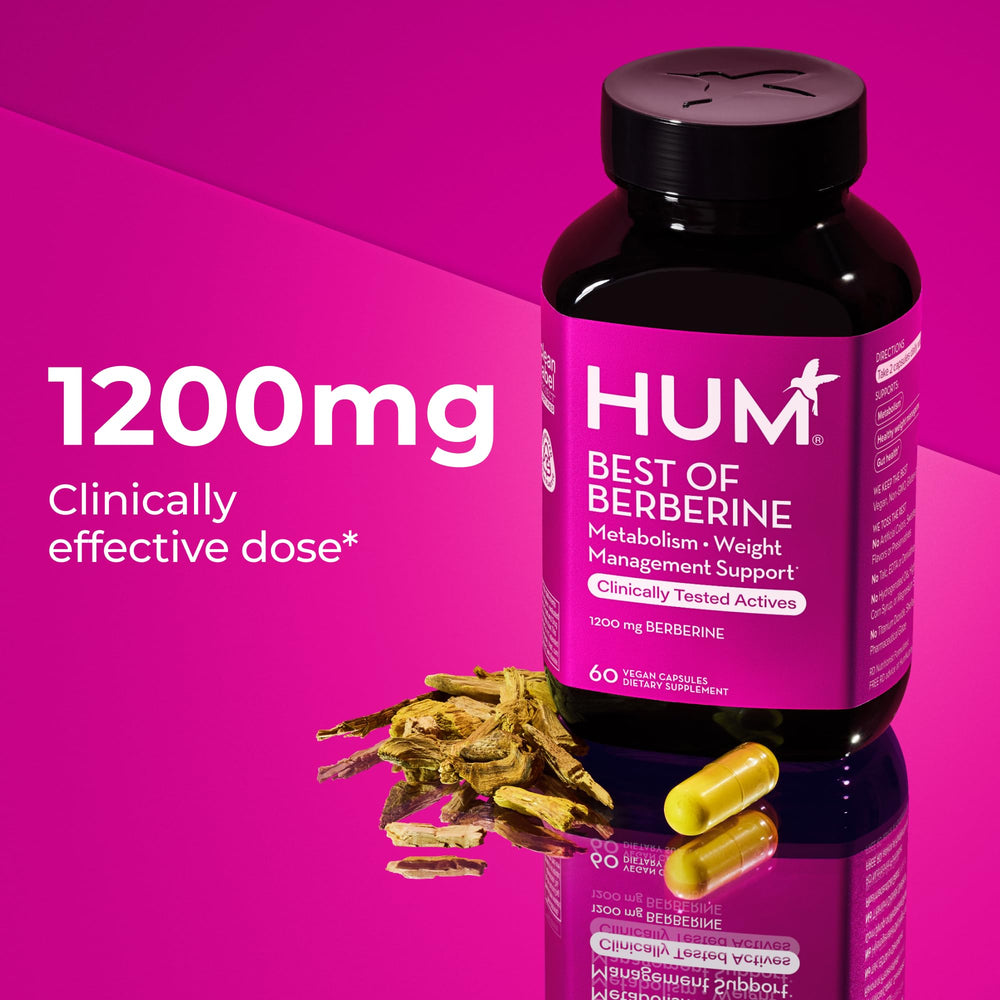 hum berberine bottle with label emphasizes 1200 mg dose for consistency