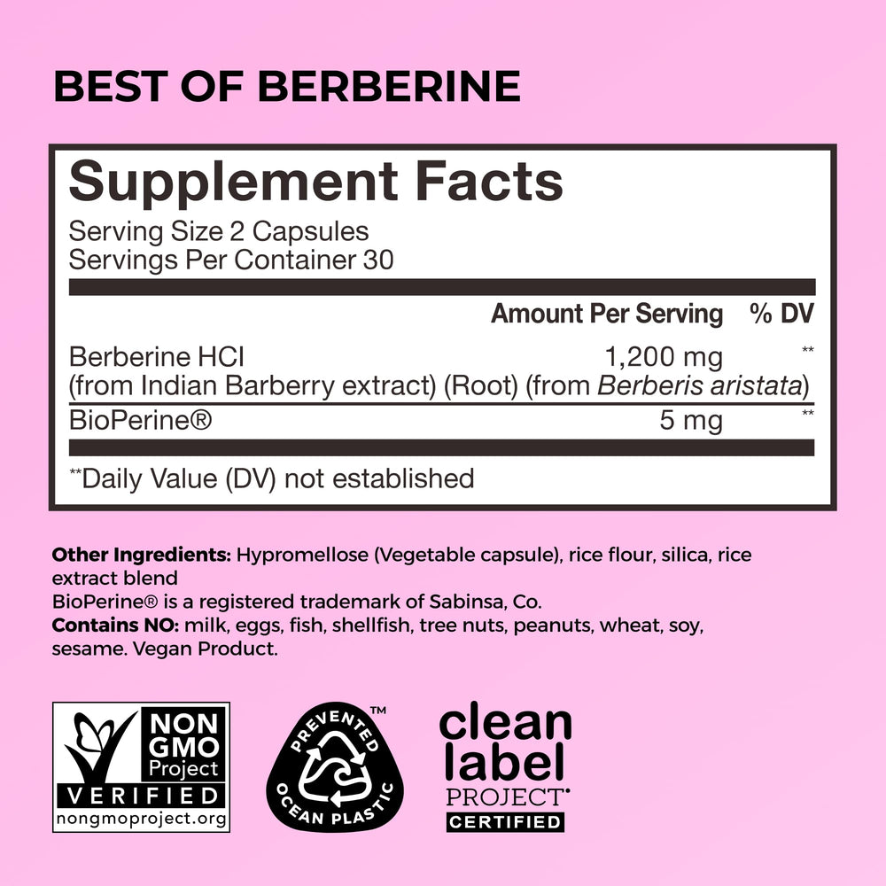 hum berberine bottle being poured into a glass for easy daily intake