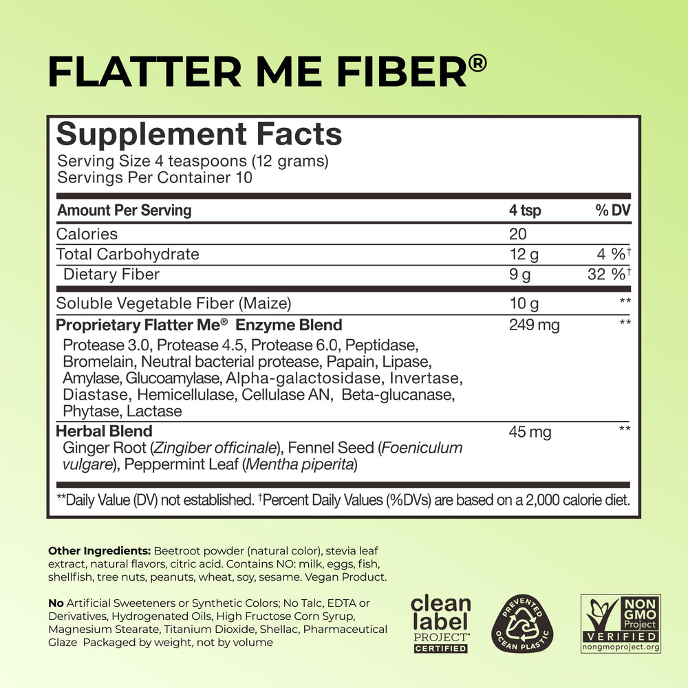 HUM Flatter Me bottle pour shows mixing in water for a convenient daily fiber drink.