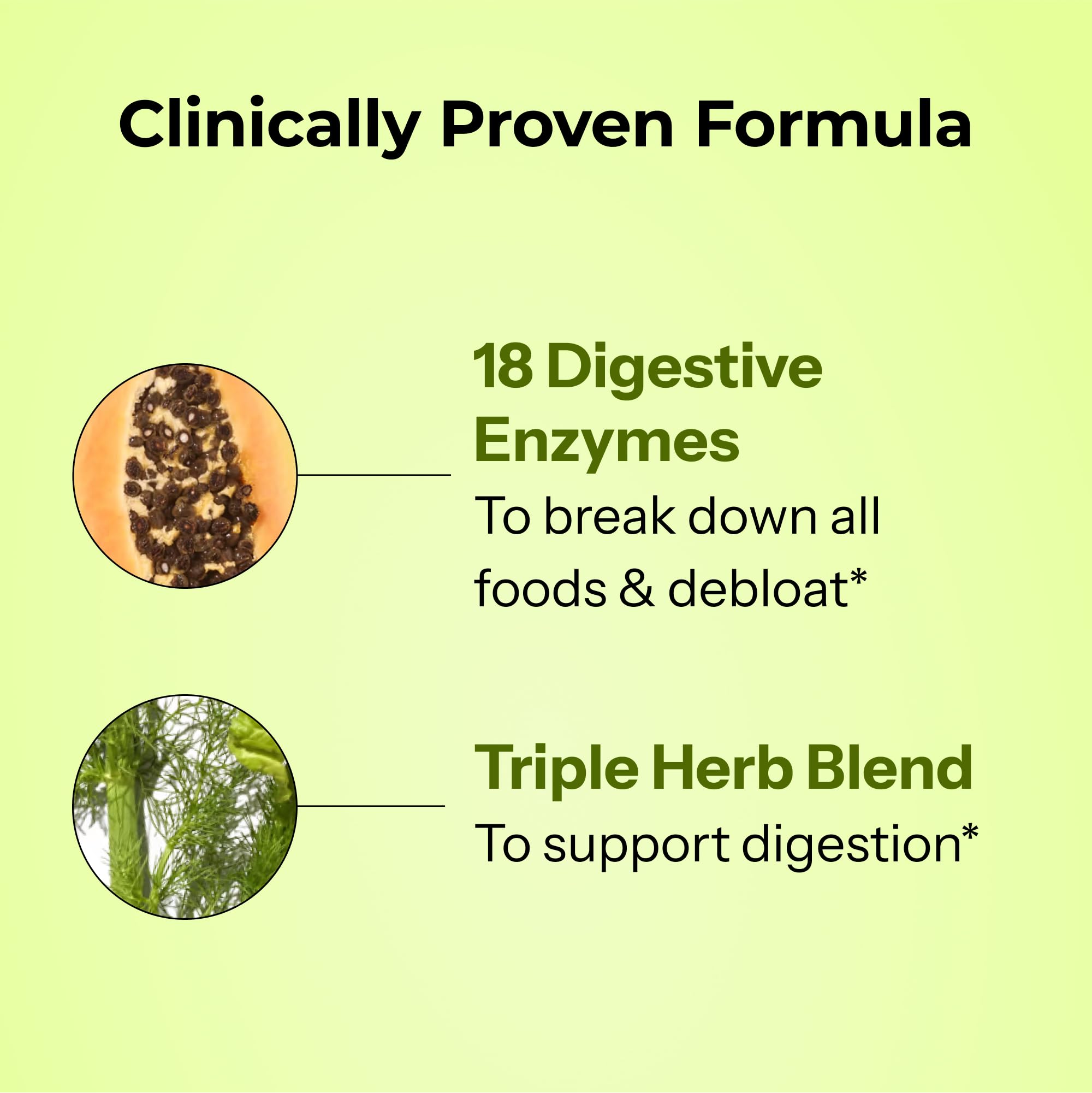 Ingredients panel of HUM Flatter Me showing 18 digestive enzymes.