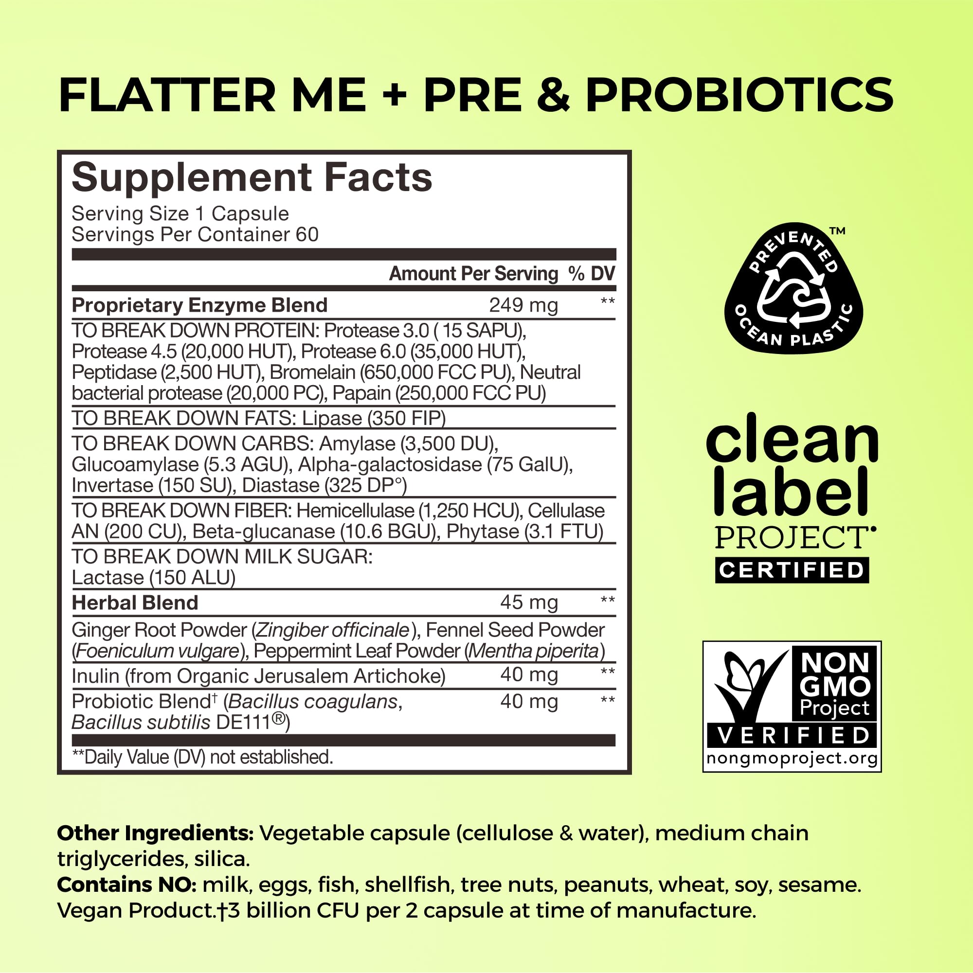 HUM Flatter Me ginger peppermint fennel blend visual emphasizes natural digestion support.
