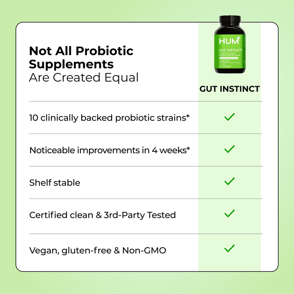 HUM Gut Instinct daily routine setup with bottle nearby
