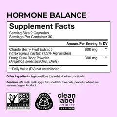 Illustration of daily dosage for Hum Hormone Balance showing 2 capsules