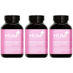Hum Private Party bottle front view highlighting a convenient daily vaginal probiotic.