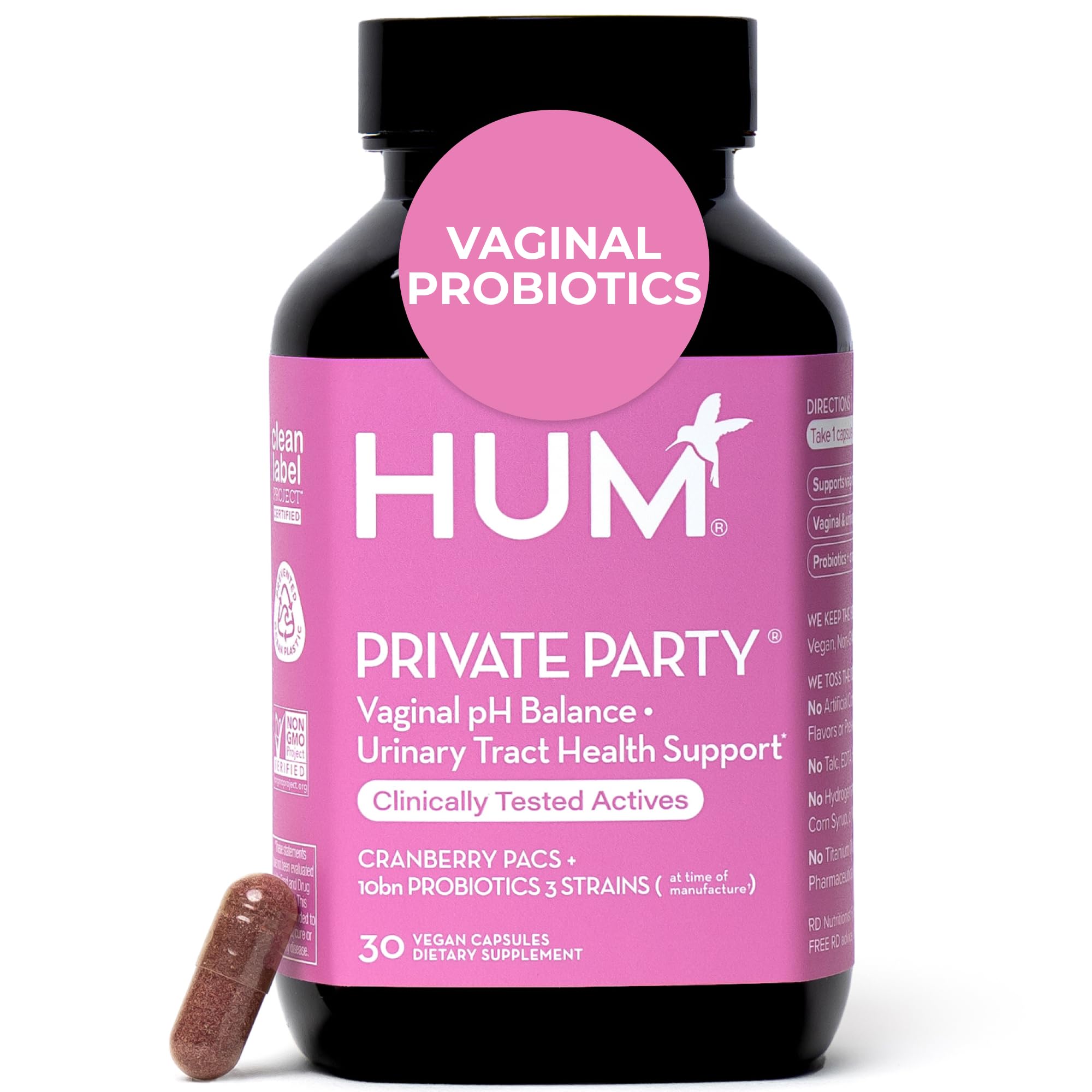 HUM Private Party bottle with capsules for daily vaginal balance