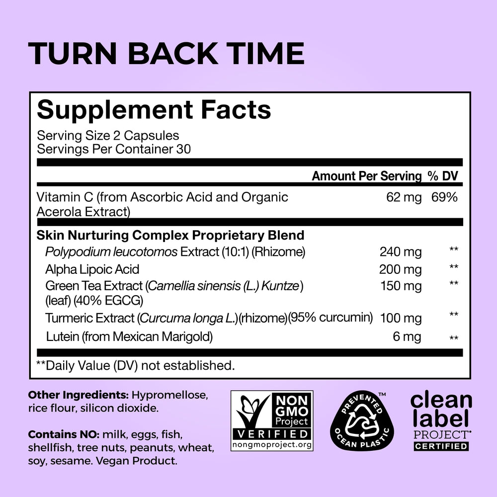 Vitamin C rich formula in HUM Turn Back Time suggesting radiant skin potential