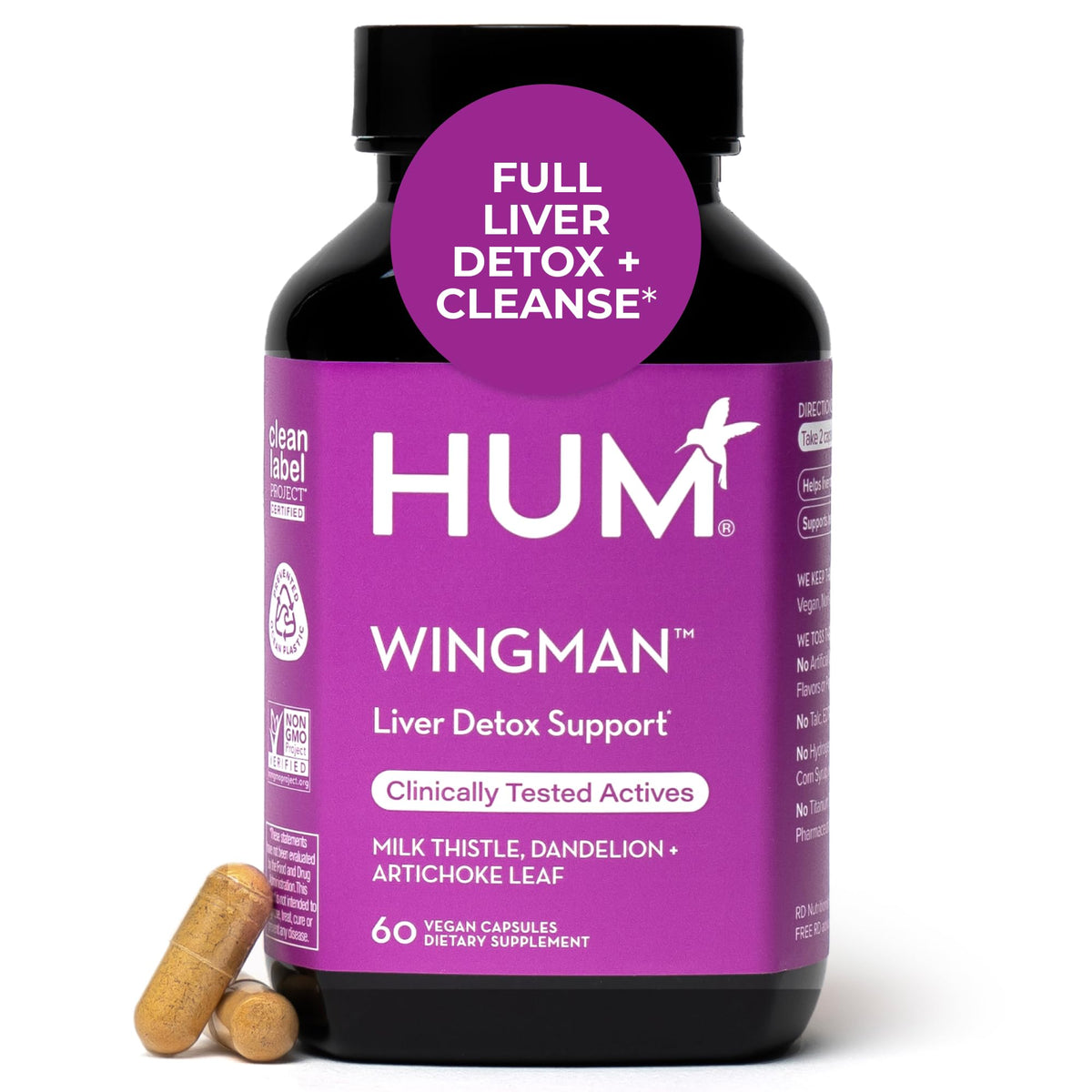 Hum Wing Man liver support bottle ready for daily dosing and ongoing liver wellness.