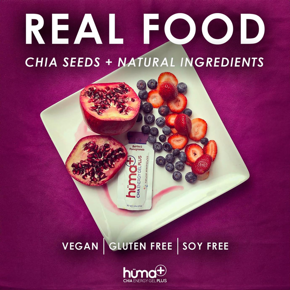 Huma Chia Energy Gel Plus orange mango provides extra electrolytes for hot workouts.
