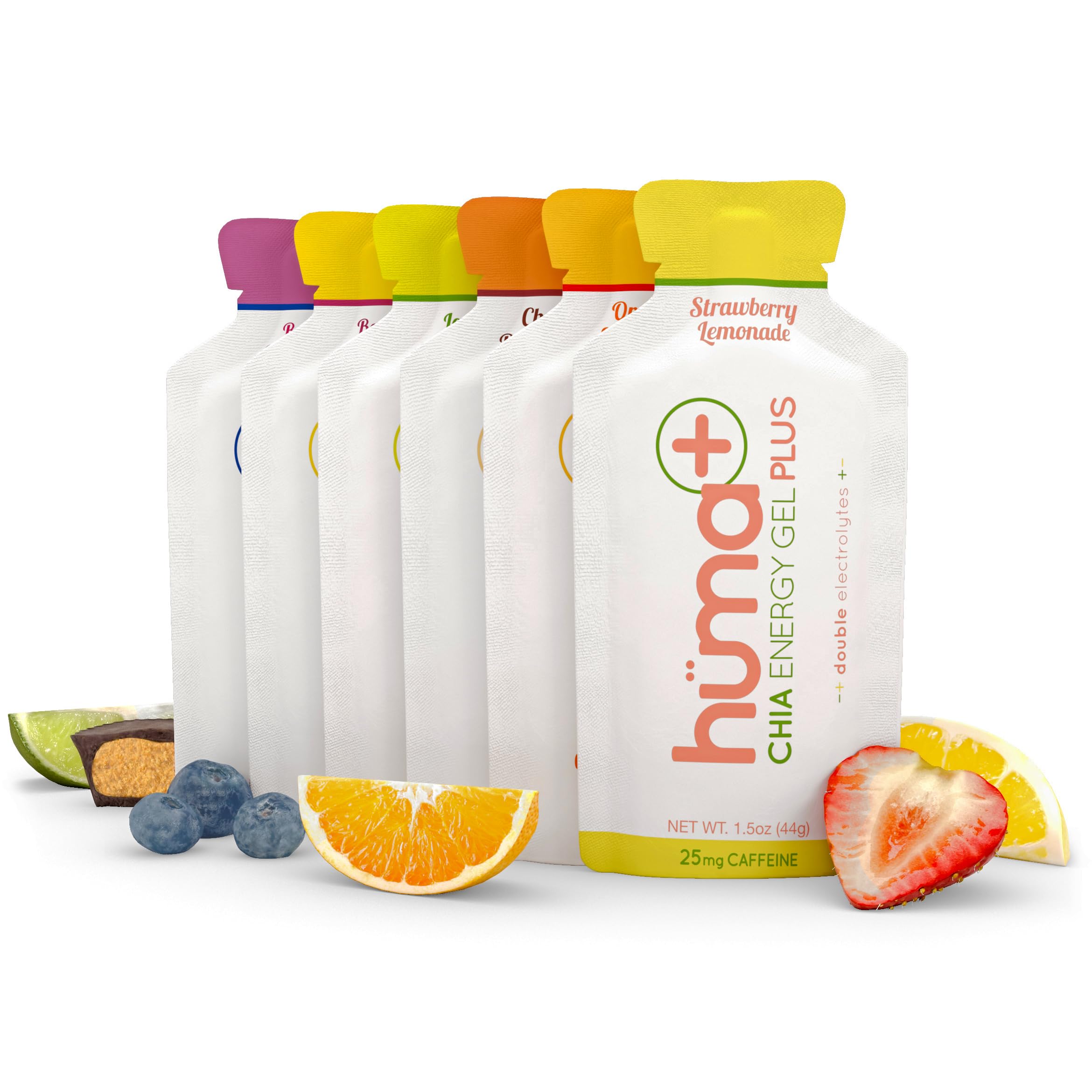 HUMA CHIA energy gel variety pack with real fruit purée for steady energy.