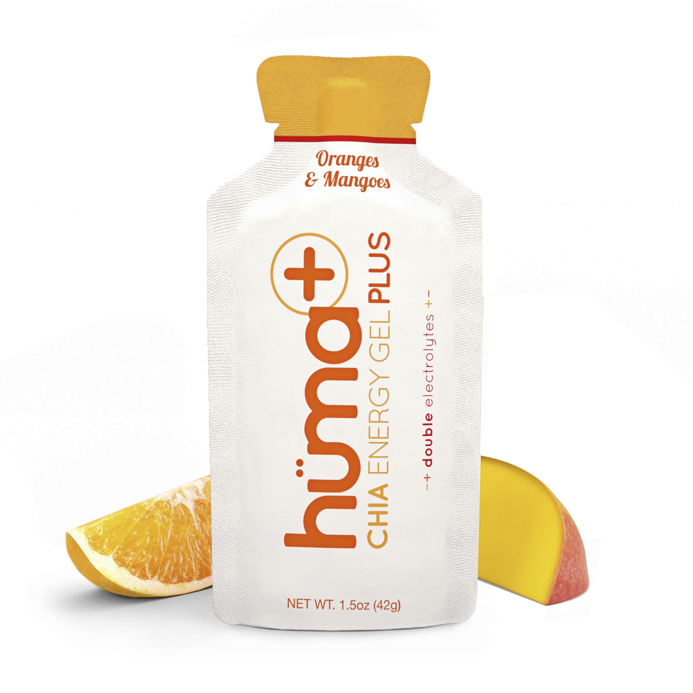 Huma Plus Orange Mango gel pack for on-the-go endurance