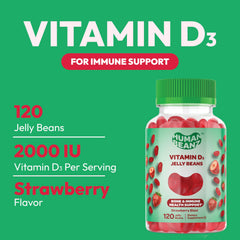 Closeup of adult jar with Vitamin D3 jelly beans for easy nutrition.