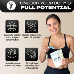 Human Improvement Pure MSM Powder scoop for an easy daily dose.