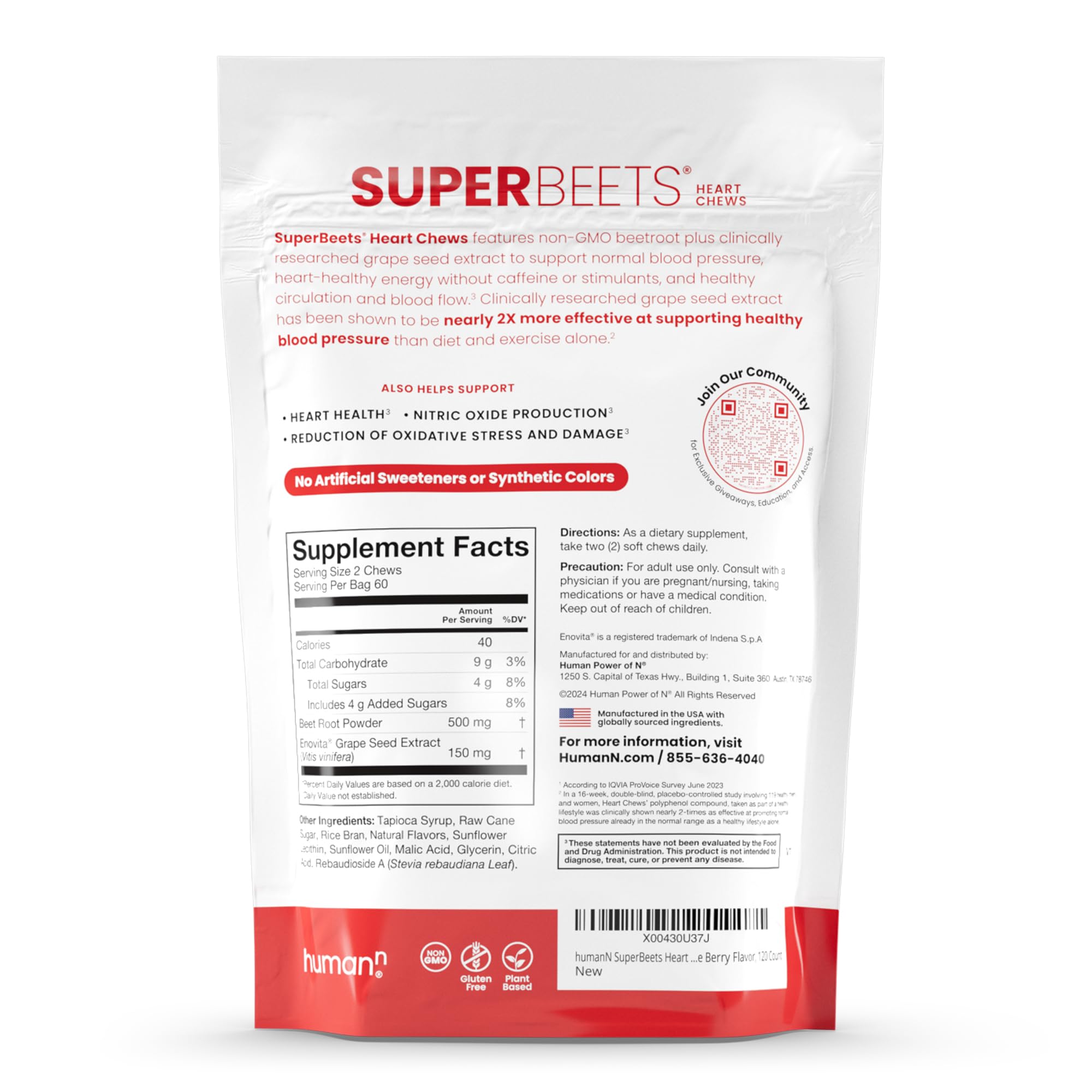 Humann SuperBeets Heart Chews on-the-go pack demonstrating portable heart support