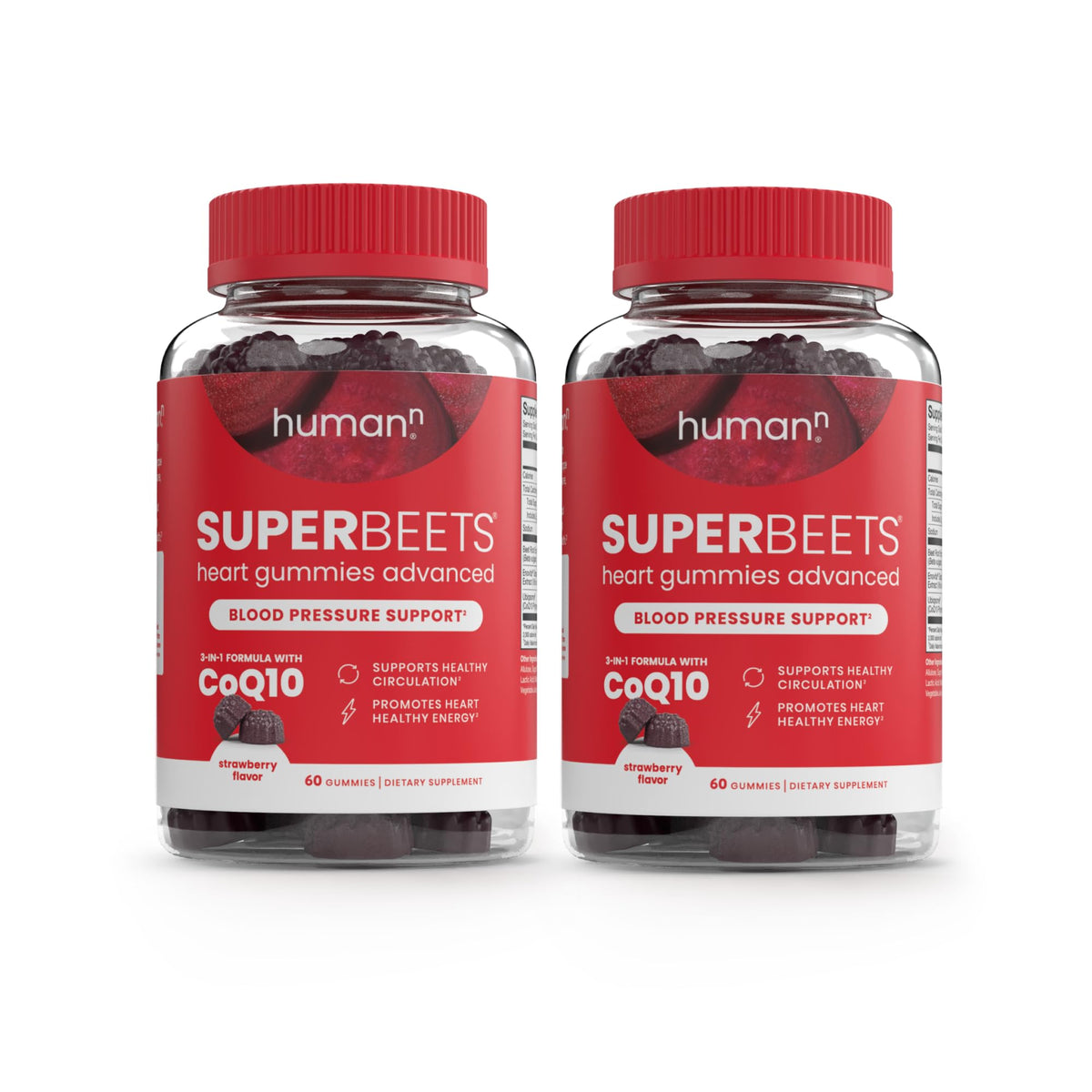 Humann SuperBeets Heart Gummies Advanced bottle front supports convenient daily energy