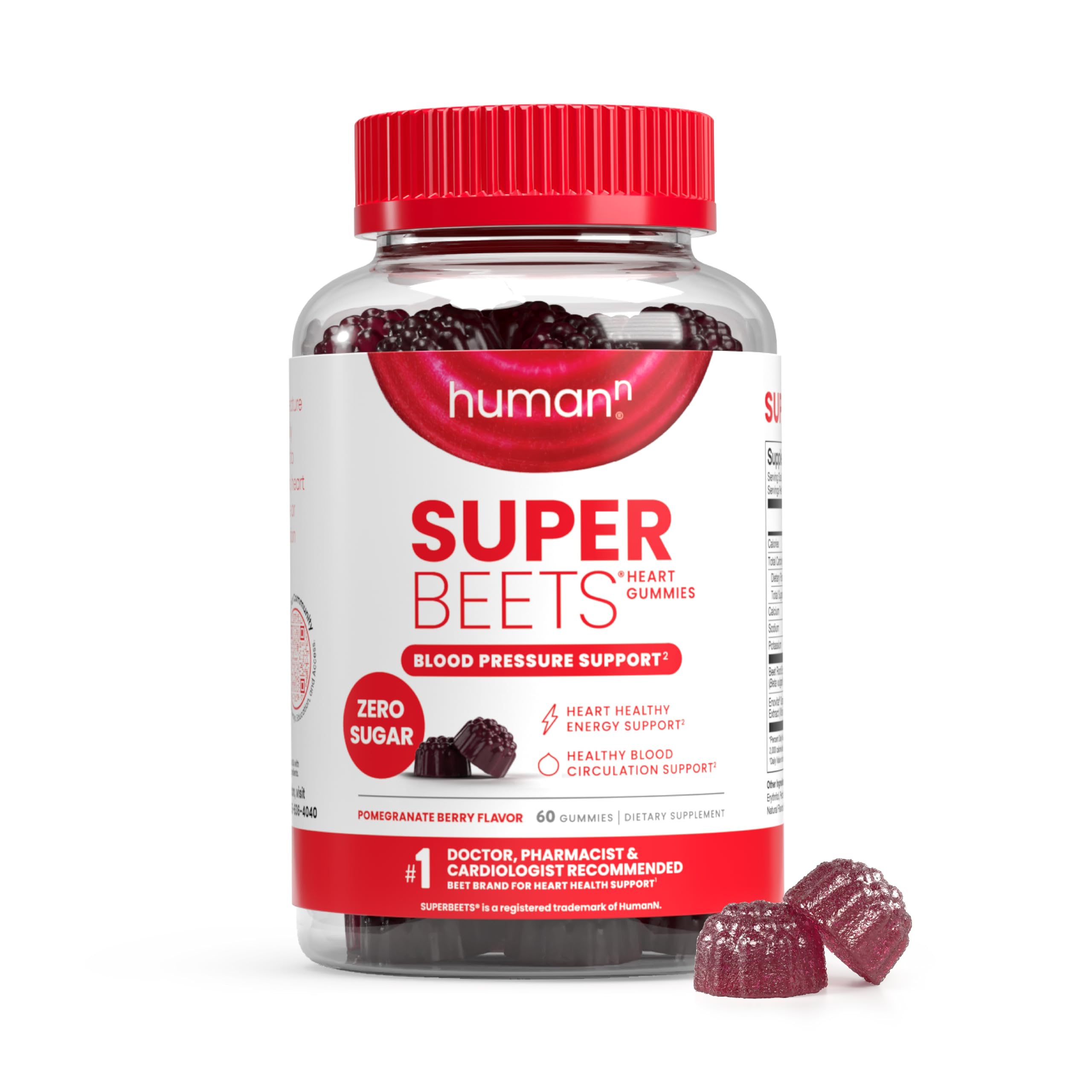 Humann SuperBeets Heart Gummies bottle front for energy-friendly use