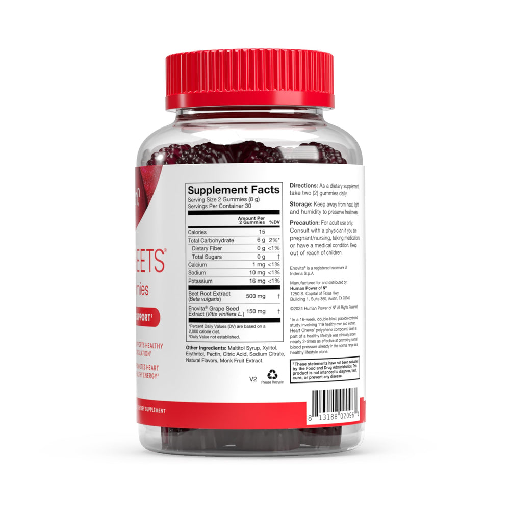 Humann SuperBeets Heart Gummies on a dish for daily routine