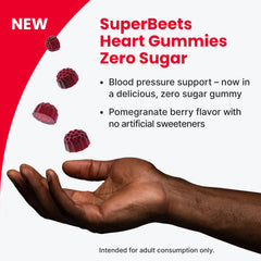 Humann humanN SuperBeets Heart Gummies texture and rich pomegranate berry color.