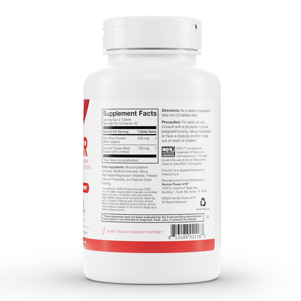 Humann SuperBeets Heart Tablets daily-dosage two-tablets serving illustration.