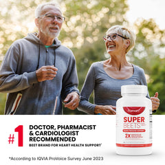 Humann SuperBeets Heart Tablets close-up on grape-seed extract label highlighting antioxidants.
