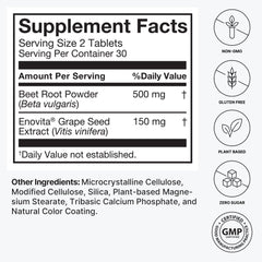 Humann SuperBeets Heart Tablets zero sugar label suggesting clean formulation.
