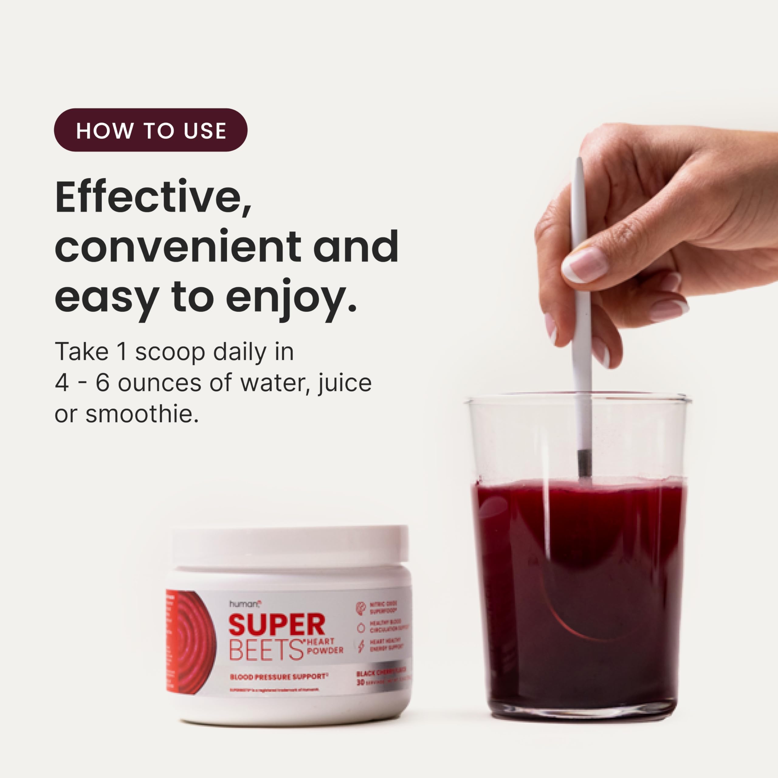 Humann SuperBeets ingredients close-up highlighting beetroot and boosters.