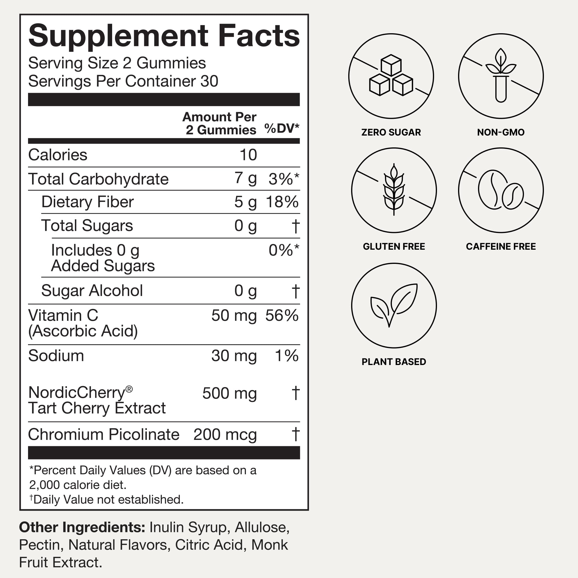 Humann Tart Cherry Gummies packaging shot highlights vegan, non-GMO formula.