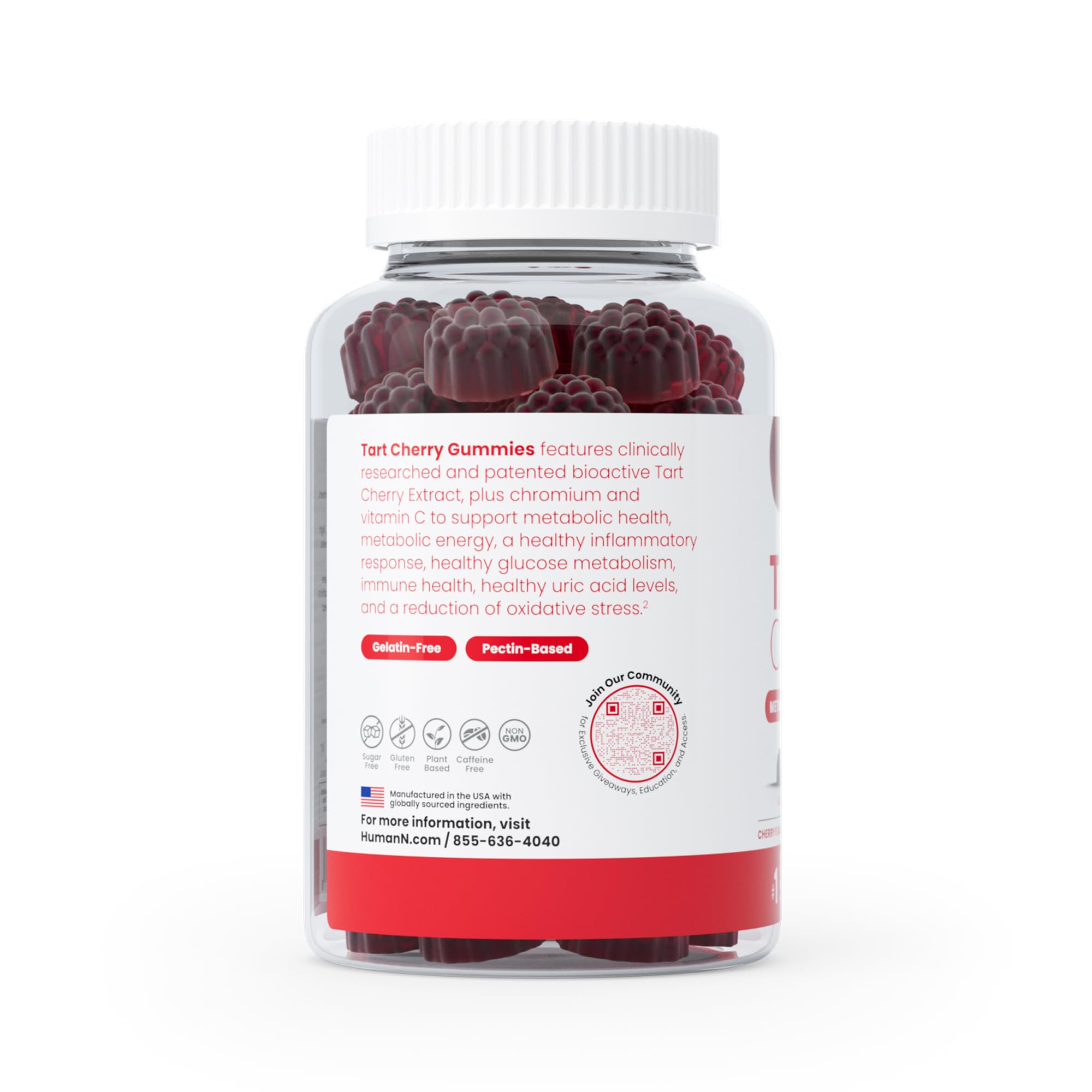 Humann Tart Cherry Gummies supplement facts panel with chromium and vitamin C.